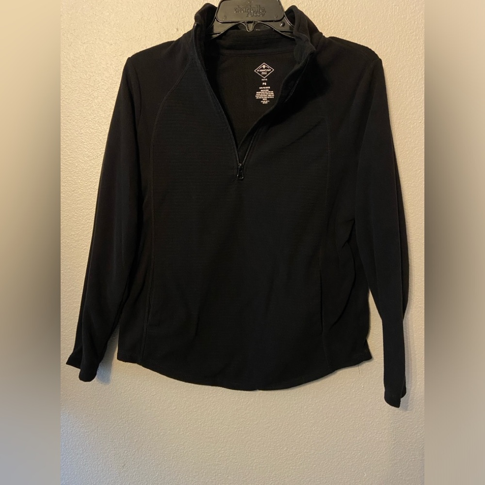 St. John’s Bay Black 1/4 Zip Pullover With Pockets  Size Small Petite - Picture 6 of 9